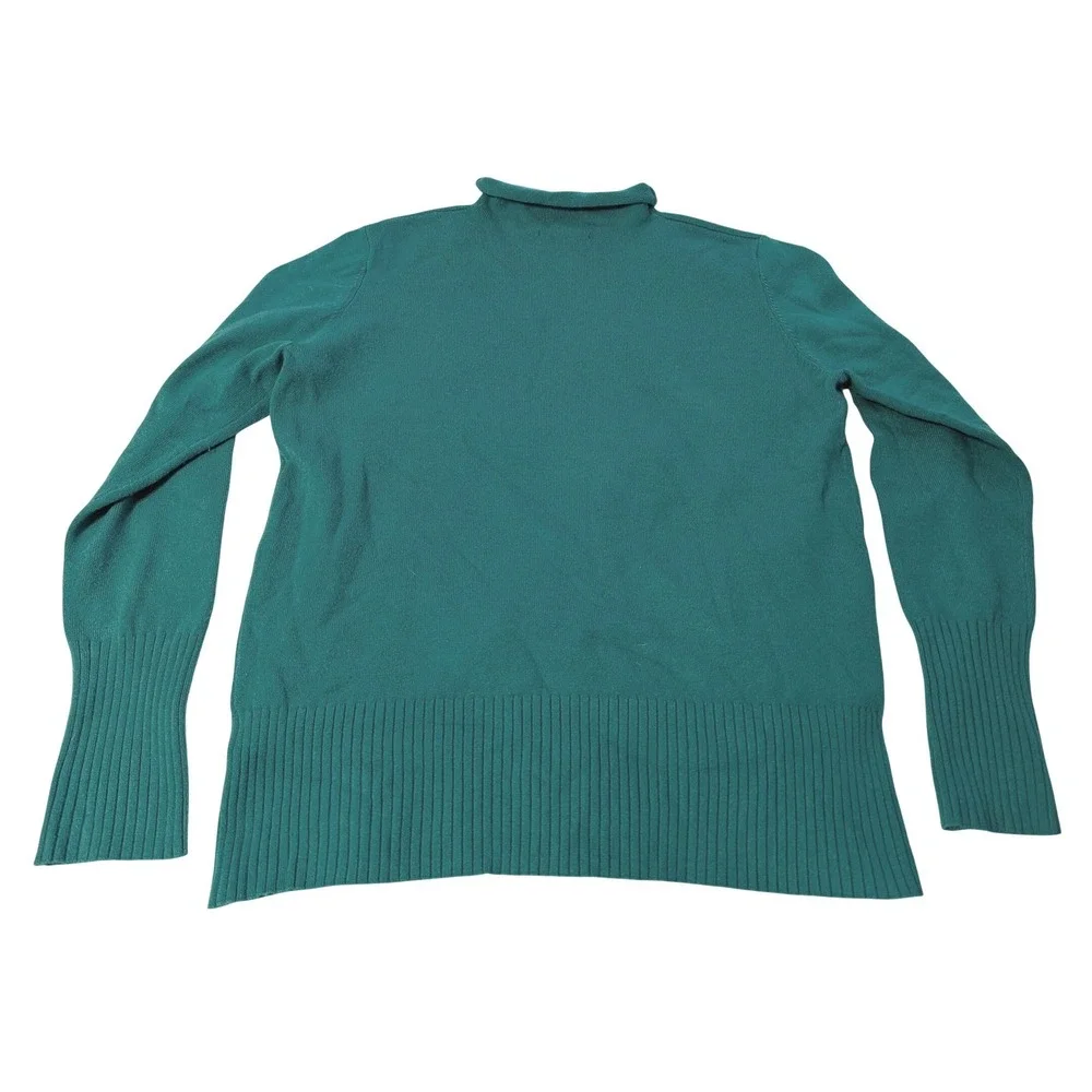 French Connection Mock Turtleneck Green Ribbed Knit Sweater XL Pullover 78XZJ